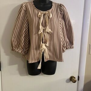 JODIFL Brown and Cream Striped Top